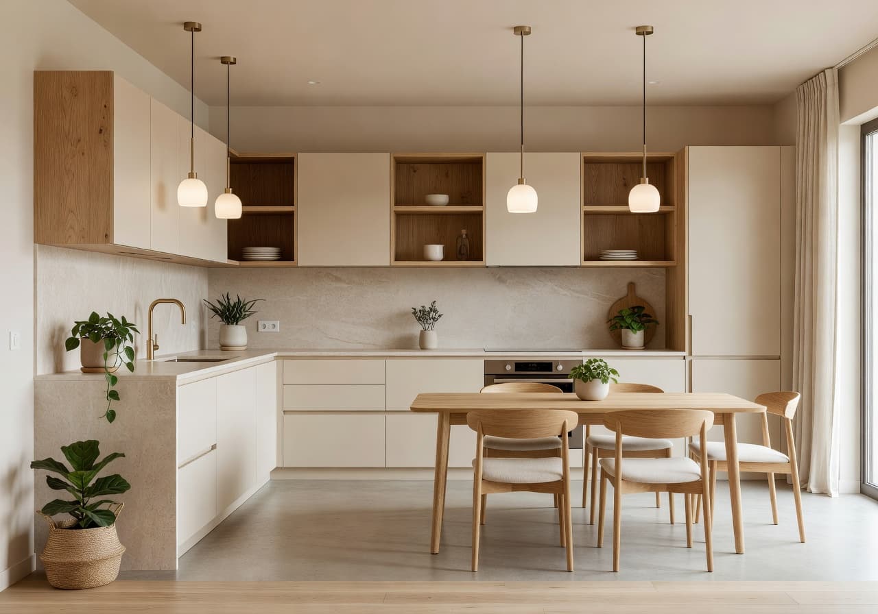 Before and after Coastal Mediterranean kitchen AI redesign with DecorAI – Mediterranean interior design from photo