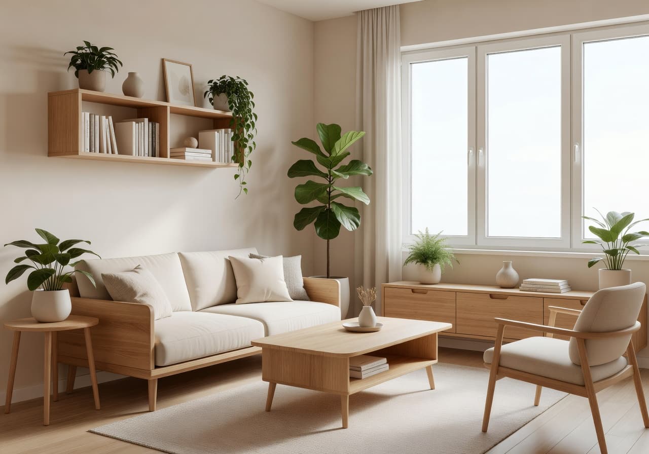Before and after Organic Mediterranean small apartment AI redesign with DecorAI – Mediterranean interior design from photo